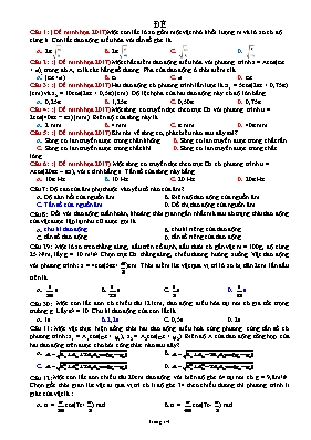 40 Bài tập trắc nghiệm môn Vật lí lớp 12 (Có đáp án)